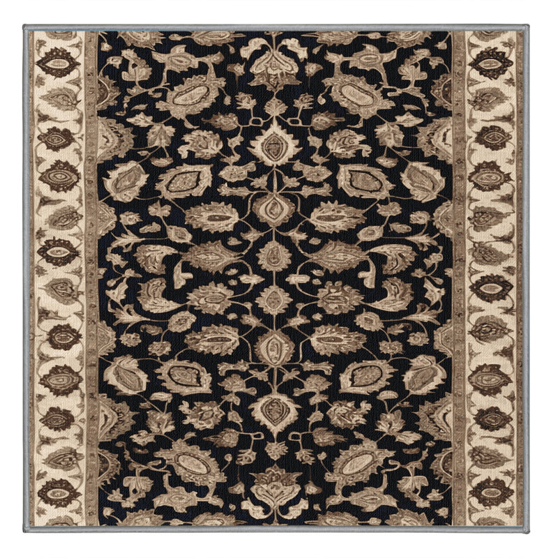 Tapis persan gris lavable à la machine, Carré 8 pi
