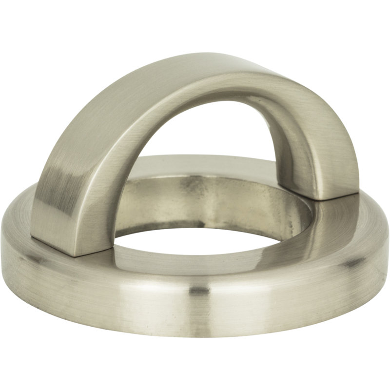 Brushed Nickel Round Finger Pull with Mounting Hardware