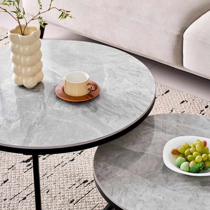 Coffee Table, 45cm H x 80cm L x 80cm W, Grey, Black