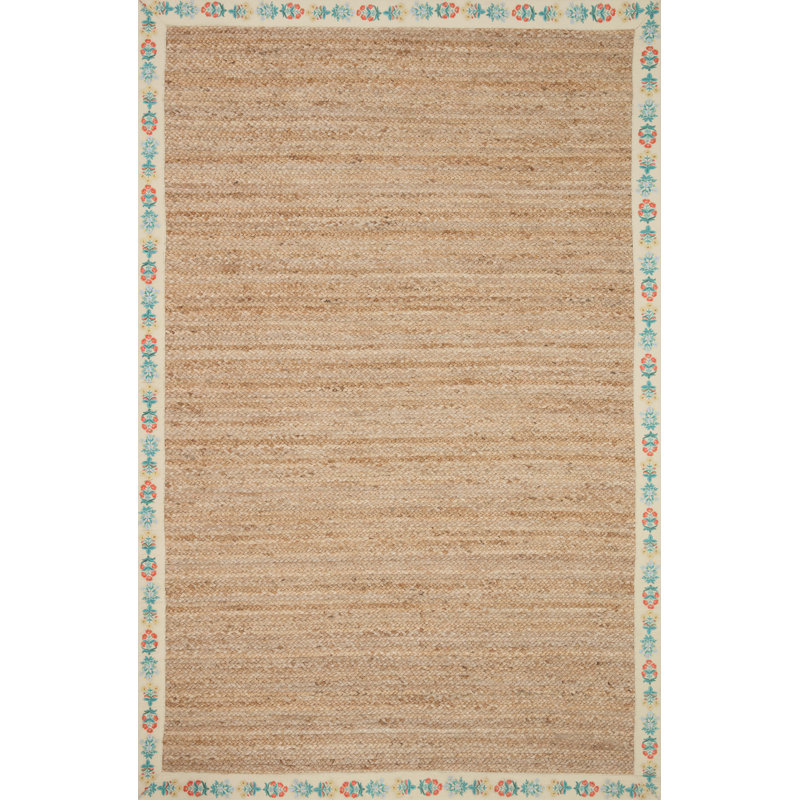 Tapis crème rose Rifle Paper Co. x Loloi Costa COS-02, Rectangle 7 pi 9 po x 9 pi 9 po