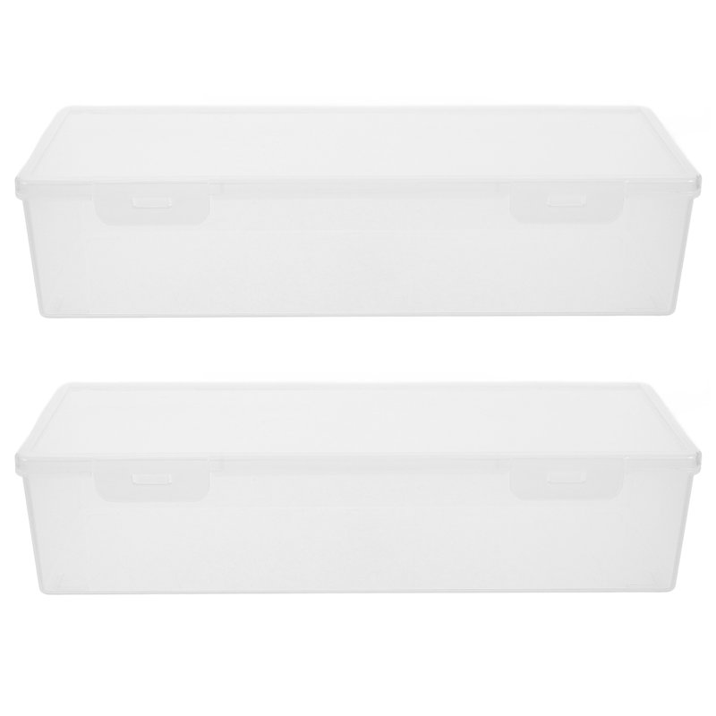 2Pcs Refrigerator Food Crisper Rectangular Leaf-Proof Stackable Toast Boxes