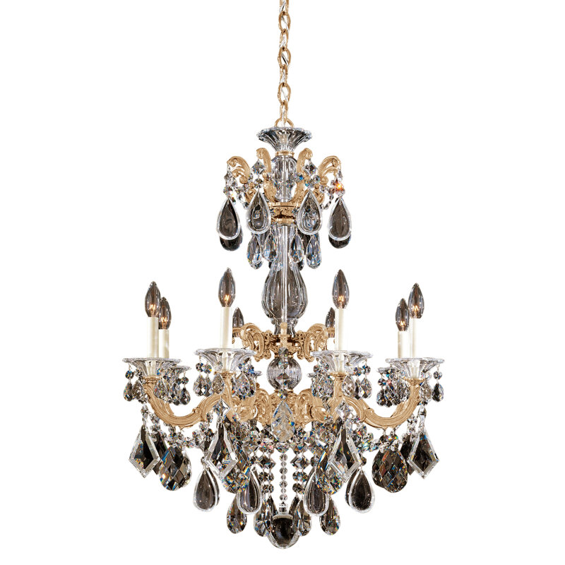 La Scala 8 - Light Crystal Chandelier, Heirloom Gold, Handcut Clear