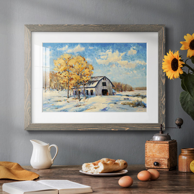 Grange d'automne, H 28 po x l 42 po x P 1,5 po, Gris