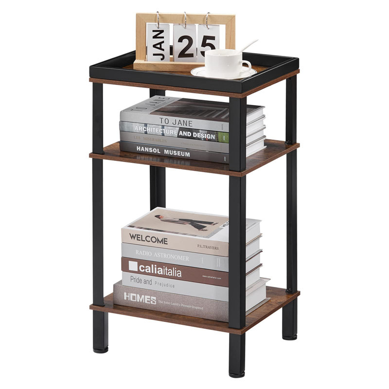 Clairevale 34cm W Steel Bedside Table, Brown