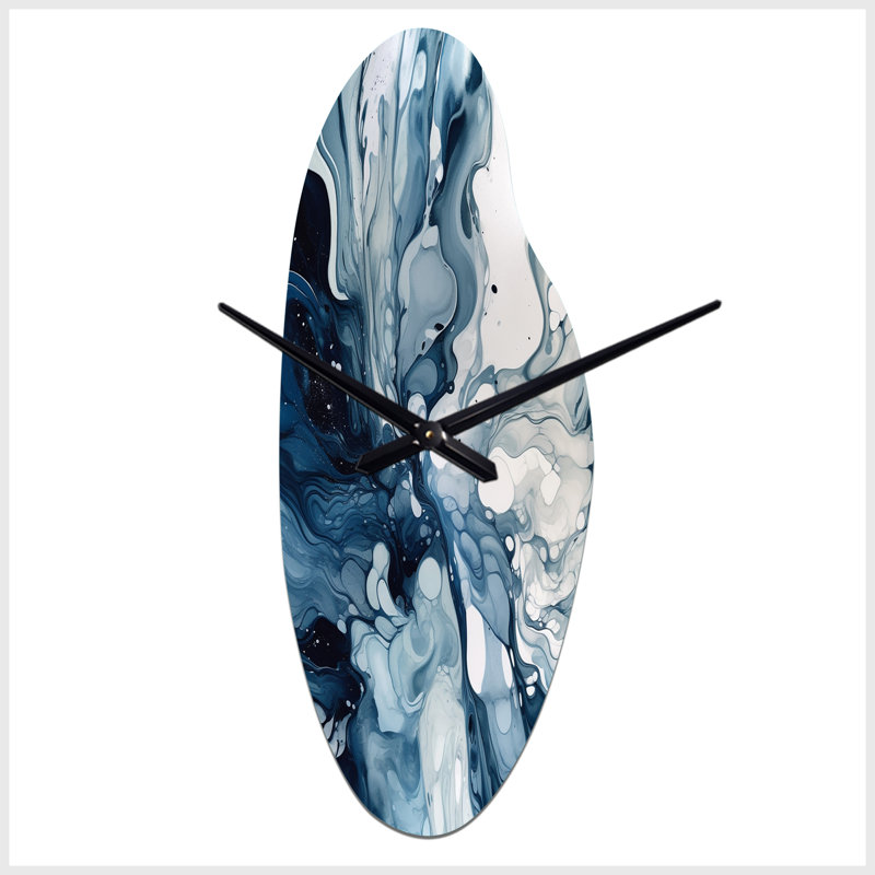 Grande sculpture horloge murale bleue Elixir I bleu et gris, Moyenne