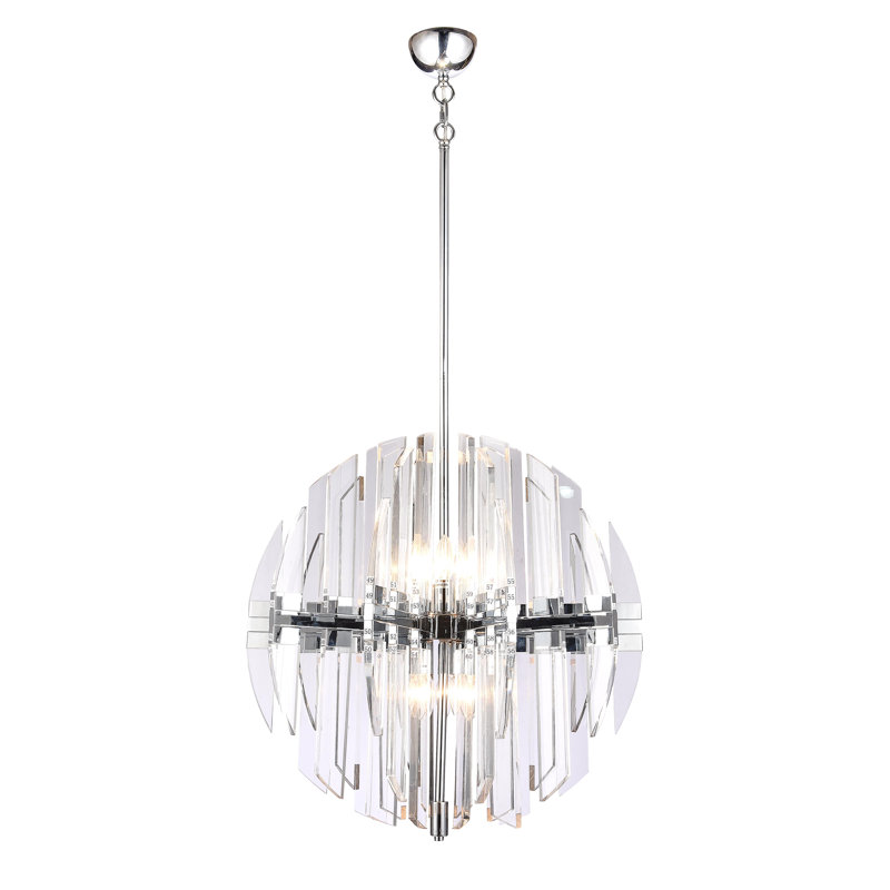 Lustre en acrylique 10 lumières Transitional, Chrome