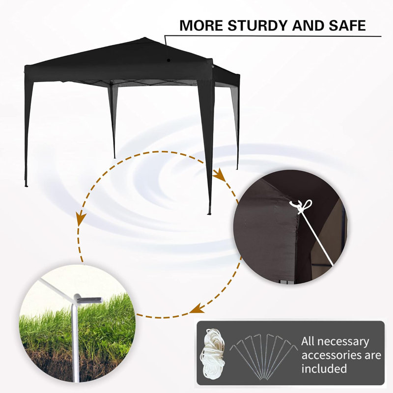 Janvey 2m x 2m Aluminium Pop-Up Gazebo, Black