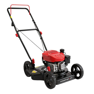 Powersmart 18-Inch Gas Push Lawn Mower, 2-In-1 Mulching & Side Discharge, 144CC 4-Cycle Engine, 5-Position Height Adjustment, All Steel Deck, Small & Medium Lawn
