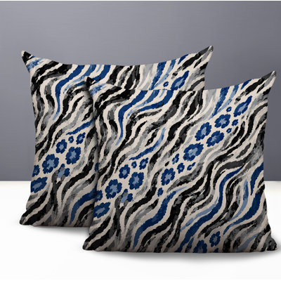 Blaine Zebra Print Indoor/Outdoor Reversible Pillow