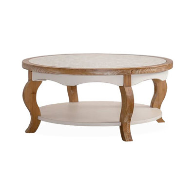 Table basse ronde, centre de table circulaire avec pieds incurvés et plateau amovible en verre trempé, table basse pour le salon