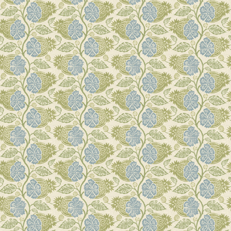 2'9" L x 27.58 W Wallpaper Roll, Green/Blue