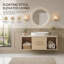 Meuble-lavabo flottant simple 39,4 po avec lavabo vasque, meuble-lavabo mural moderne en bois massif avec tablettes ouvertes et tiroirs à fermeture en douceur-1103927025