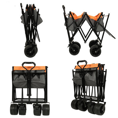 480Lbs Collapsible Wagon with Canopy,Wagon Stroller with 7" All-Terrain Wheels, Lightweight Foldable Wagon, Large Capacity for Camping, Shopping, Sports, and Garden Use, with mosquito net