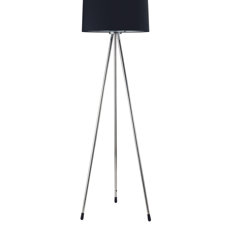 59" Tall Metal Floor Lamp, Black, Black
