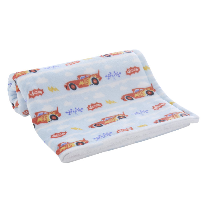 Couverture pour bébé en sherpa super doux NoJo Disney Cars Lightning McQueen - rouge, bleu clair