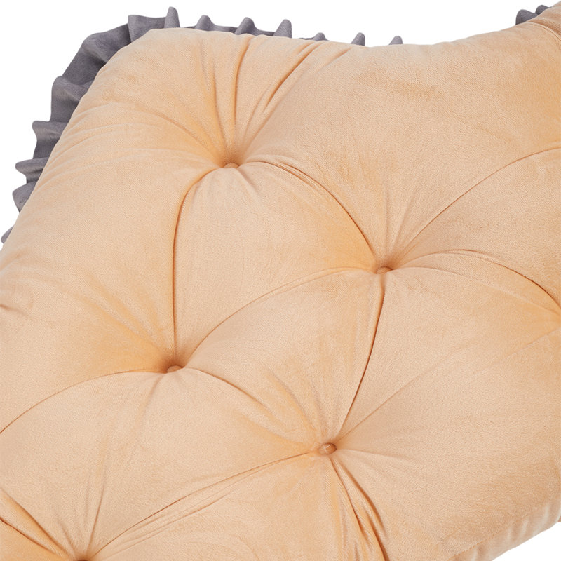 Crown-Shaped Tufted Headboard Pillow, 150 cm W x 10 cm D, 60 cm, Grey/Amber Camel