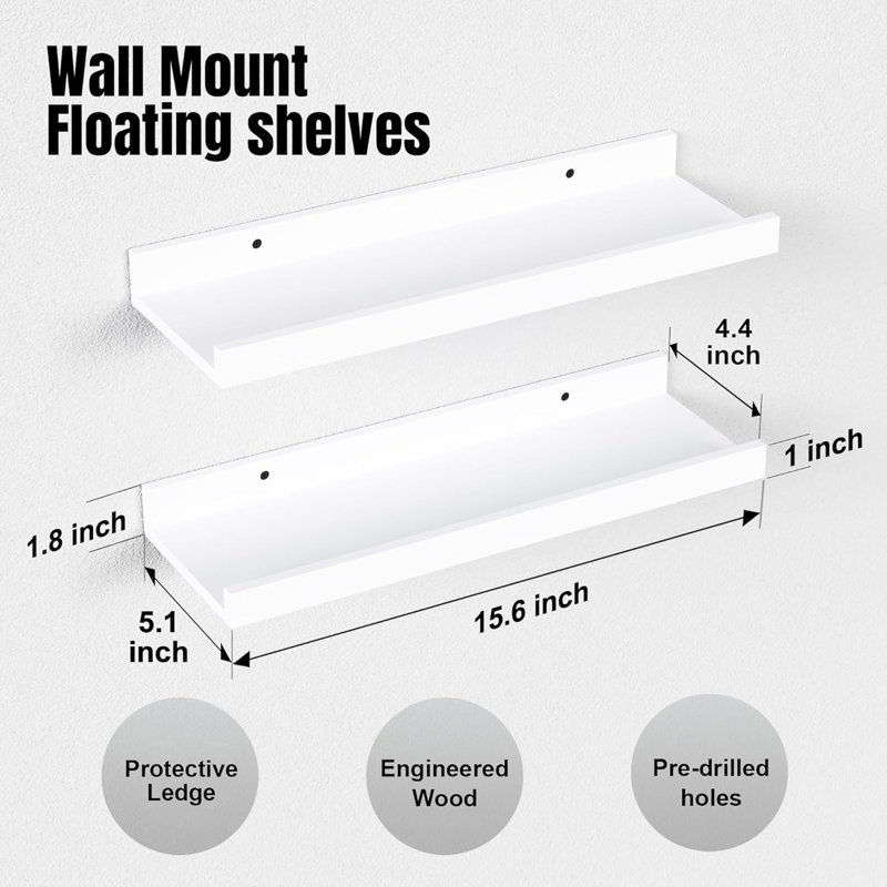 5 tablettes flottantes blanches