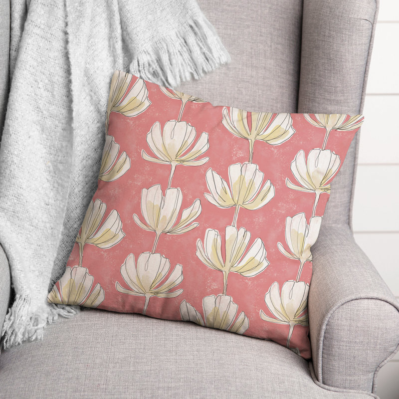 Pink Floral Pattern Throw Pillow