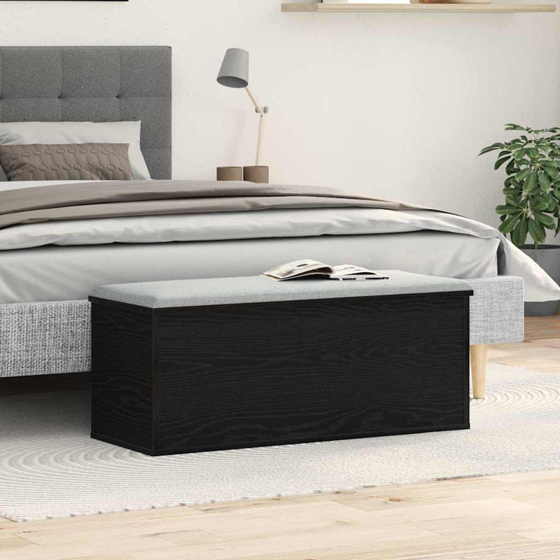 Boîte de rangement en vieux bois 35,4 x 13,8 x 13,8 po, Chêne noir