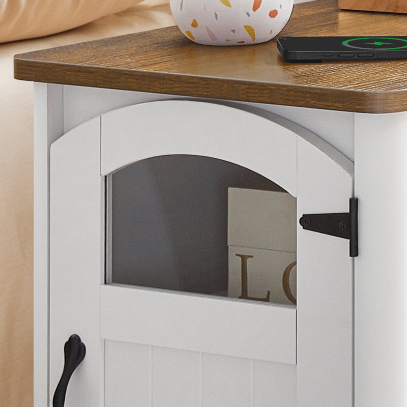 Table de bout de 23,6 po de hauteur avec rangement et station de charge