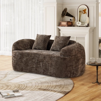 Boneless 2-seater Curved Compressed Sofa, Upholstered Loveseat