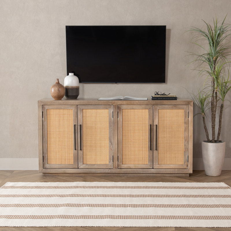 Sorrento 2x3 Handwoven Performance Stripe Ivory Fabric Rug, Rectangle 8' x 10'
