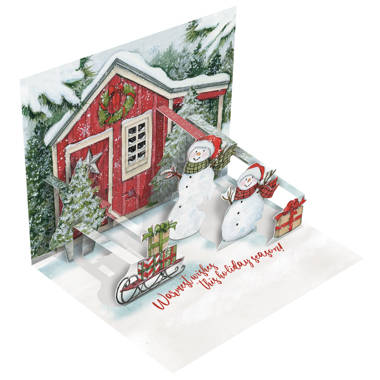 Merry Christmas Mom & Dad Snowman Hallmark Holiday Greeting Card