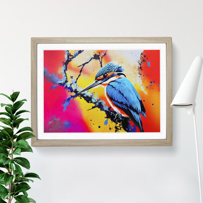 Kingfisher Bird Splashed Vol.2 Abstract - Single Picture Frame Print
