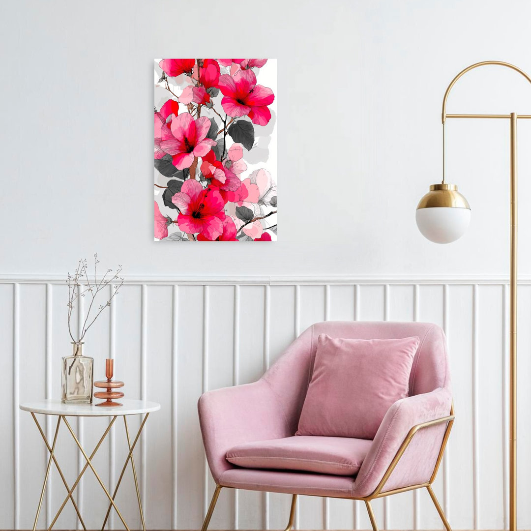 Vibrant Pink Hibiscus Blooms Bold Modern Vibrant Hibiscus Flower Nature Wall Art Print