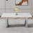 Modern Minimalist Dining Table. The White Imitation Marble Glass Desktop Is Equipped With Silver Metal Legs. Suitable For Restaurants And Living Rooms  71" *39.3" *29.5"-1864482740