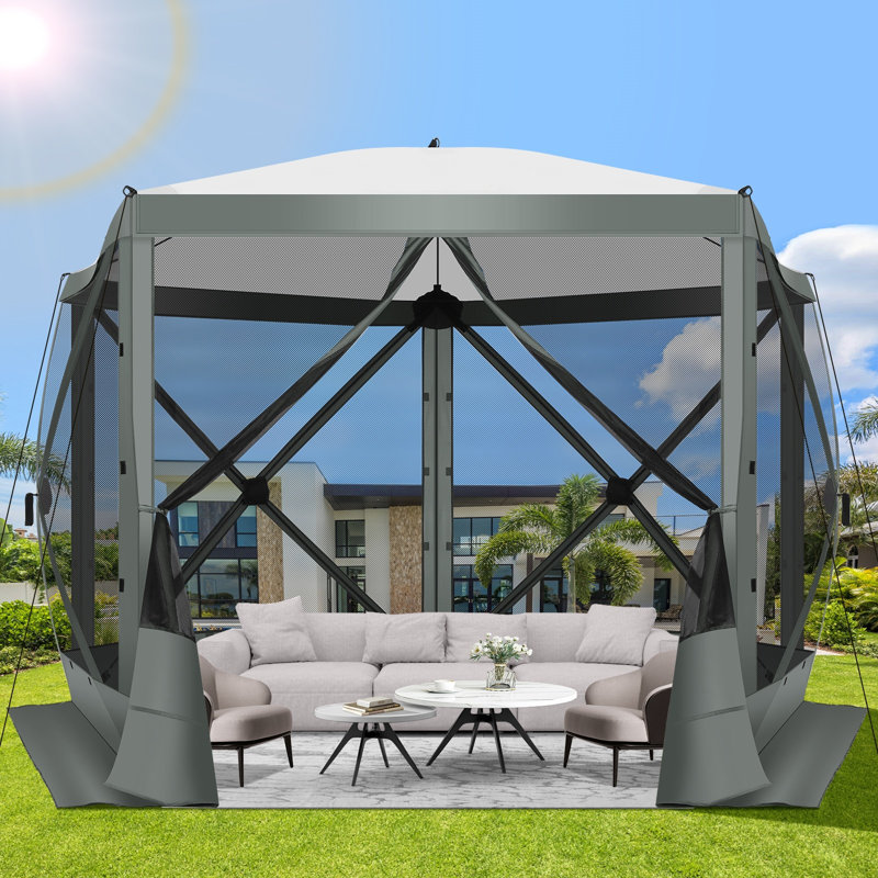 10FTx10FT Screen Room with Mosquito Netting, Grey
