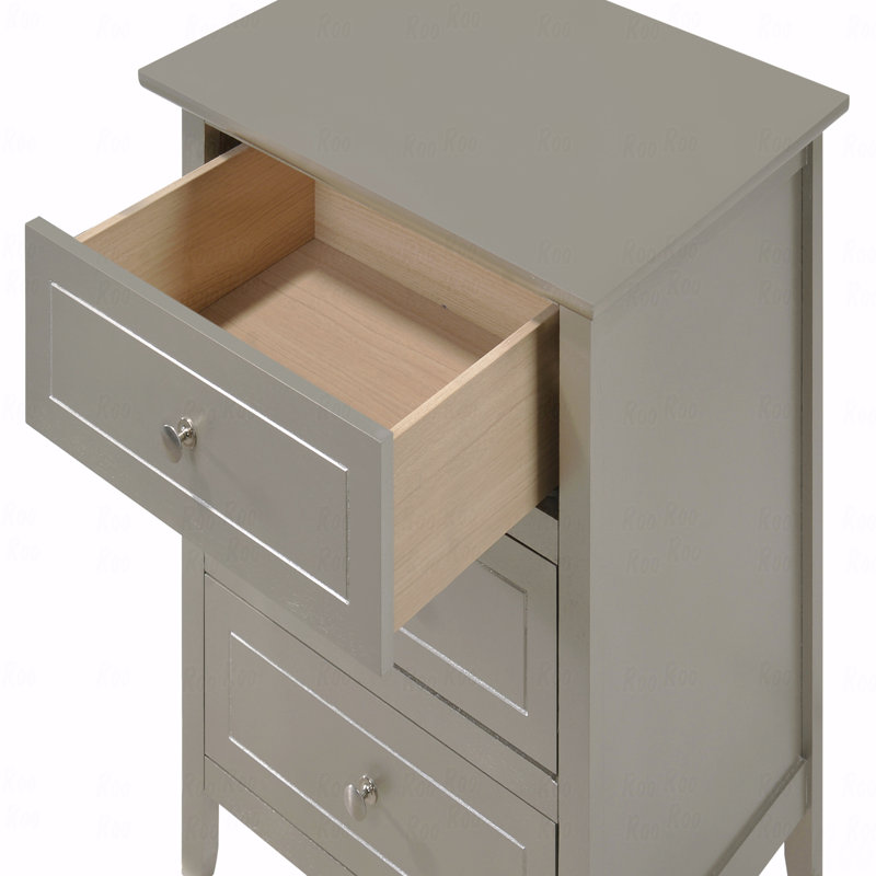 Versatile Transitional Nightstand With Three Drawers, Champagne