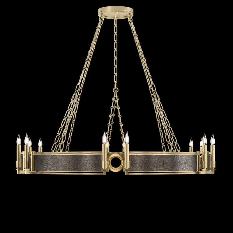 Mirage 12 - Light Chandelier, Pebble/Brass/Soft Gold Leaf