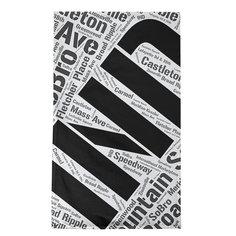 Cotton Tea Towel Kitchen Towel, Black, Indianapolis