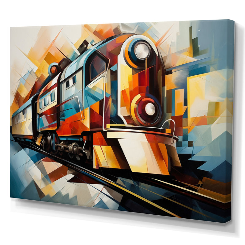 " Abstract Train Cubist Expressions II ", 12" H x 20" W x 1" D, Wrapped Canvas