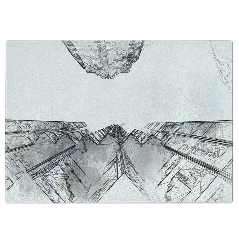 Tempered Glass Sketching the Architecture Vol.70 Chopping Board, 28.5 cm W x 20 cm L