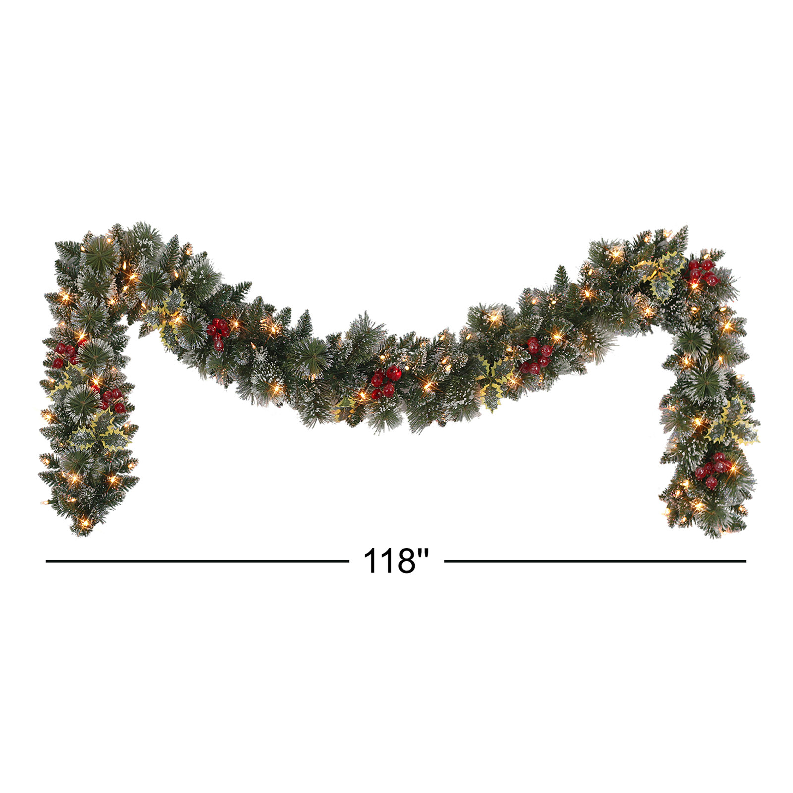 118'' in. Lighted Faux Pine Garland