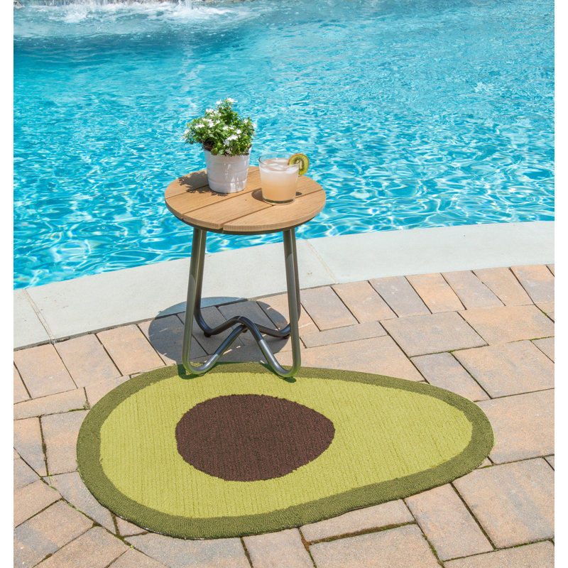 2' x 3' Green Avocado Shaped Tufted Synthetic Rug