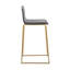 Tabouret de bar contemporain en acier doré et similicuir gris - ensemble de 2