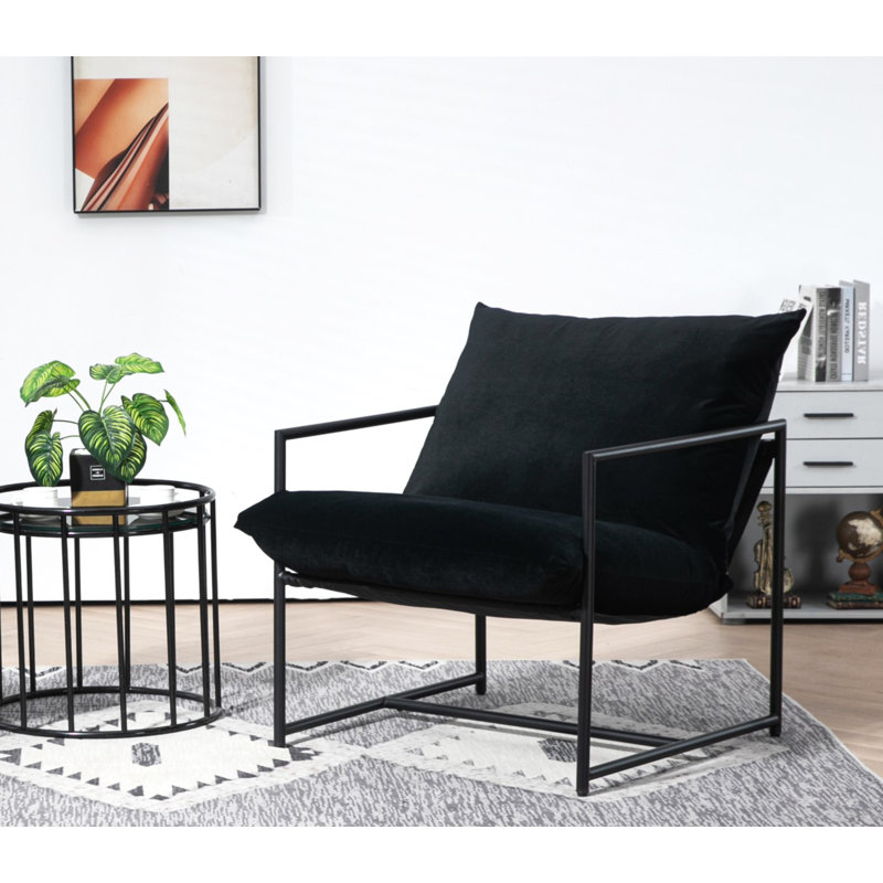 Fauteuil large en velours 32,6 po Daut, Velours noir