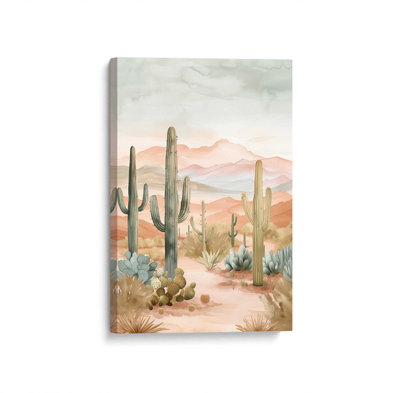 Toile roulée «Cactus Waltz I», H 36 po x l 24 po x P 1,25 po, Toile tendue