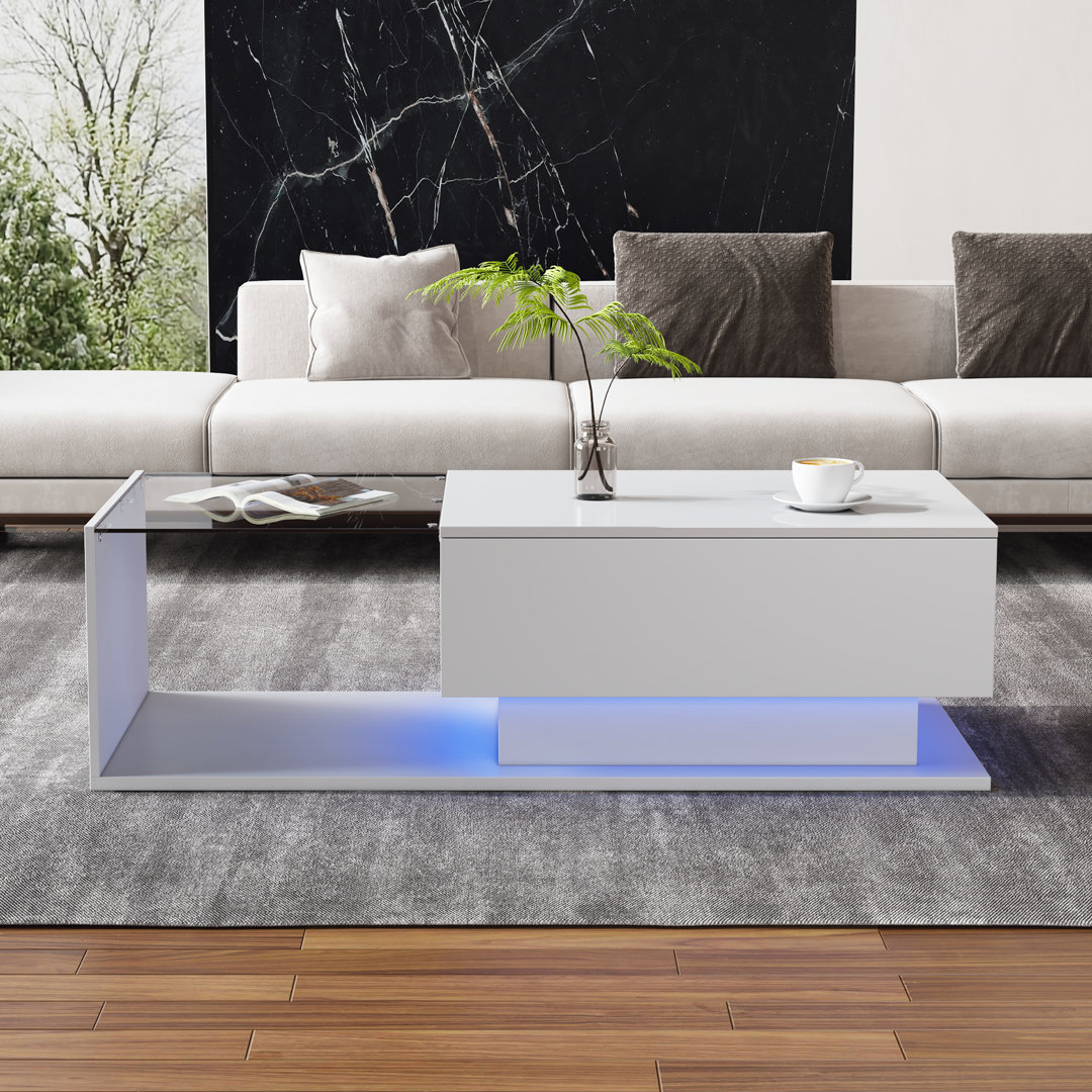 LED Coffee Table With A Drawer & Remote Control