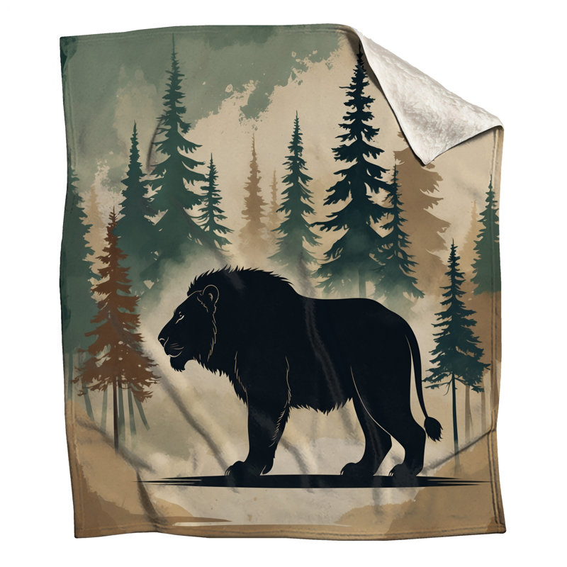 Lion In Pine Forest Blankets, 60in W x 80in H