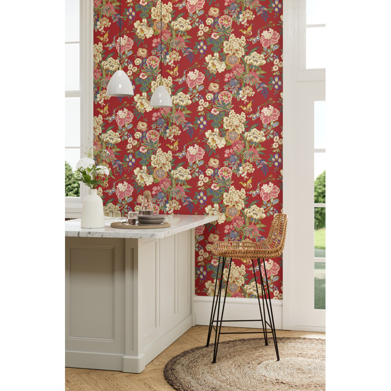 Emperor Peony Wallpaper, Cinnabar Red