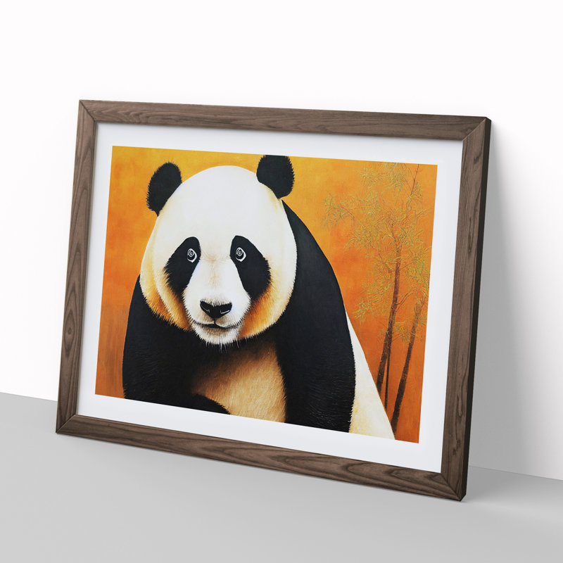 Adorable Panda - Single Picture Frame Print, Walnut Framed, 46cm H x 64cm W x 2cm D