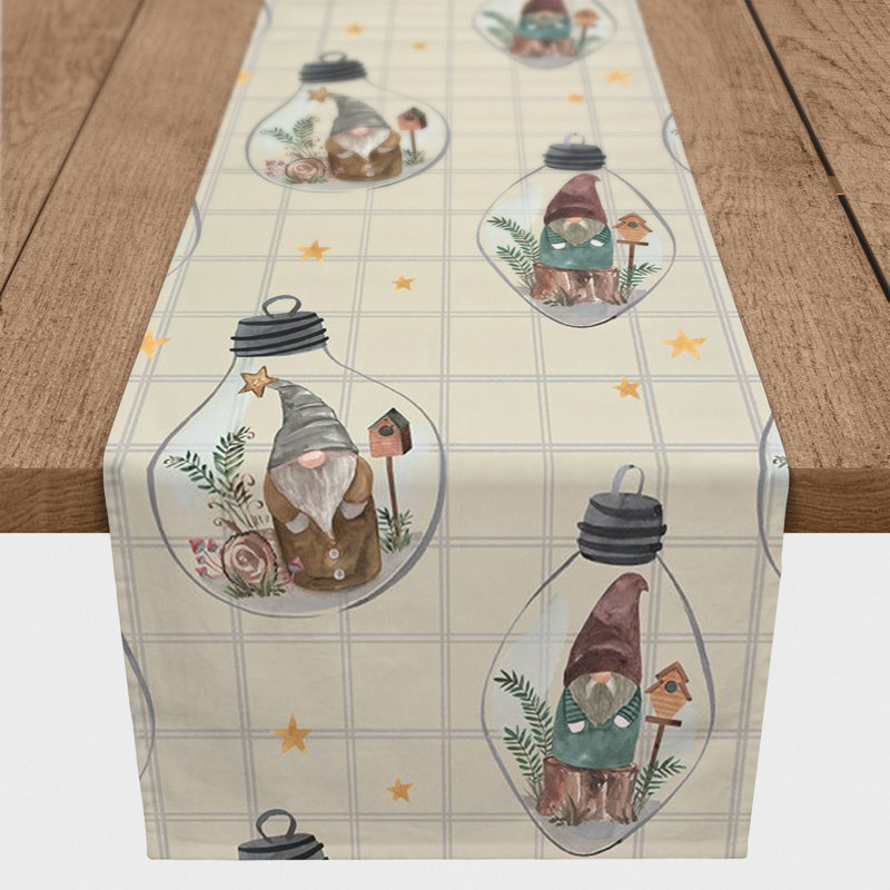 Chemin de table crème et gris, 72 po x 16 po, Crème / gris