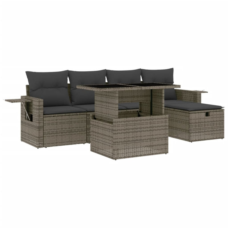 Ensemble de canapé de jardin Vidaxl PE rotin gris, acier thermolaqué