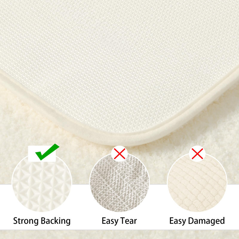 2 Piece Set Rectangle/u-shaped Bath Mat , Cream White