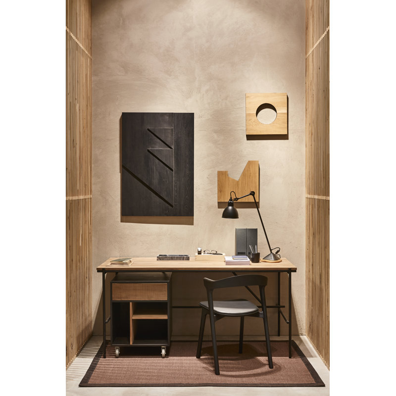 Oscar Solid Wood Writing Desk, 29.9" H x 55.1" W x 26.6"D, Oak