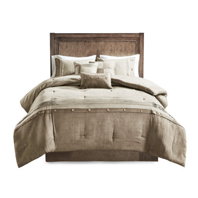 Faux Suede 7 Piece Bedding - Machine Washable Decorative Comforter